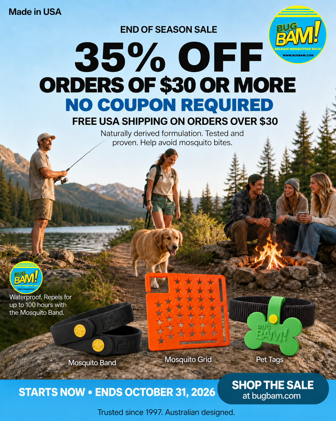 Bug Bam end-of-season sale promotional artwork