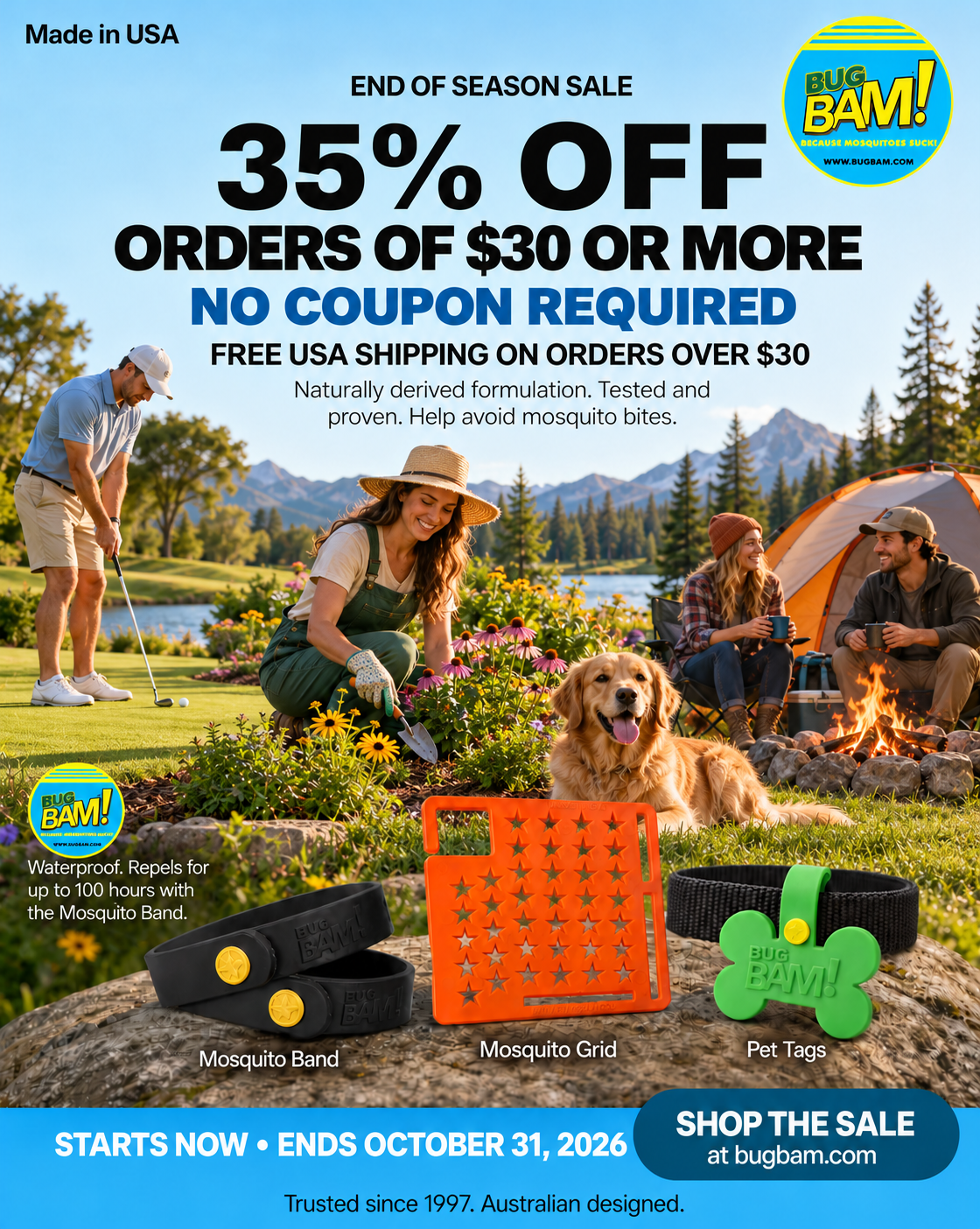 Bug Bam end-of-season sale promotional artwork